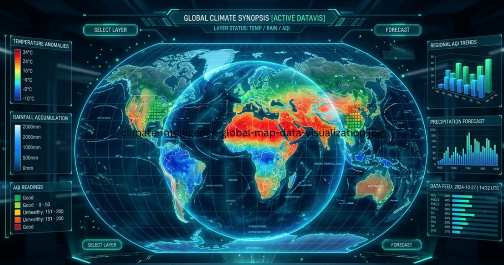 Climate Intelligence Global Map with AI Data Visualization Climate Intelligence