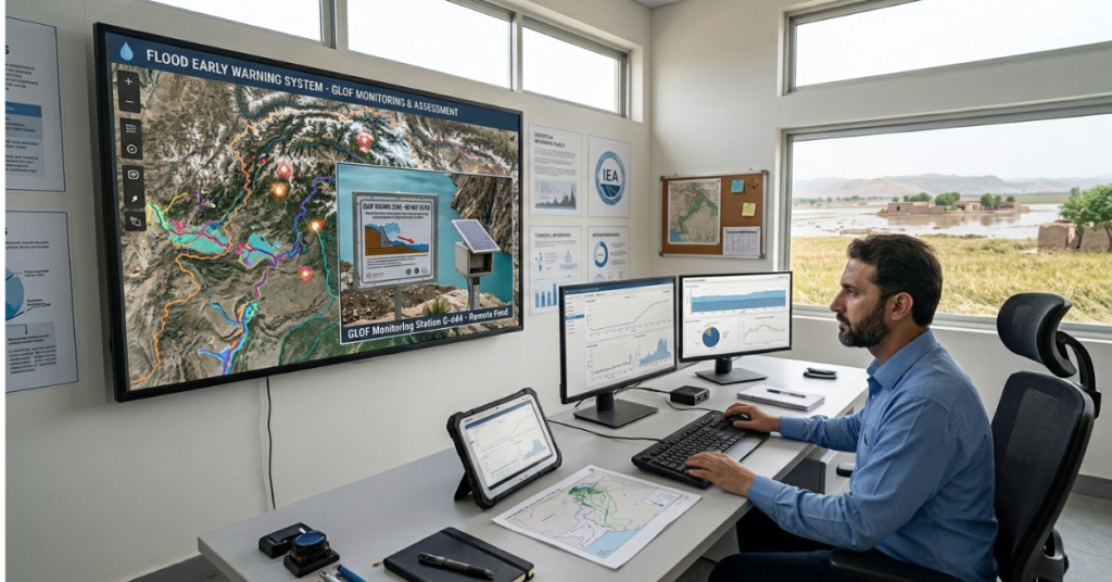 Climate change adaptation in Pakistan using satellite monitoring and GIS mapping for flood early warning systems