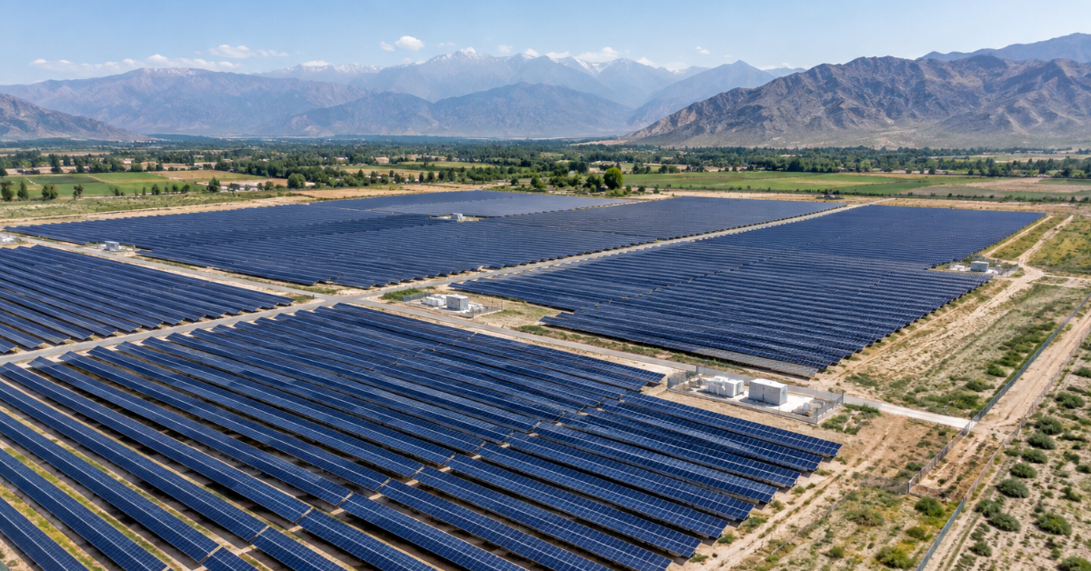 Aerial view of a solar panel farm powering renewable energy in Pakistan